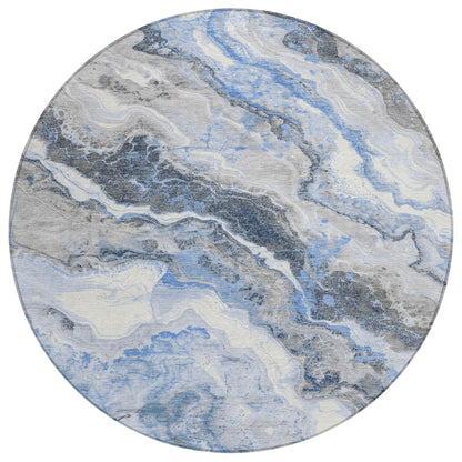 Faeriel Blue Washable Indoor-Outdoor Rug