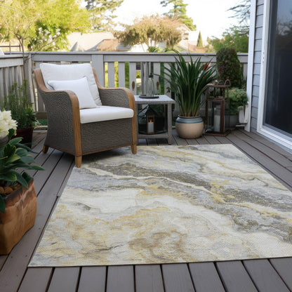 Faeriel Gold Washable Indoor-Outdoor Rug