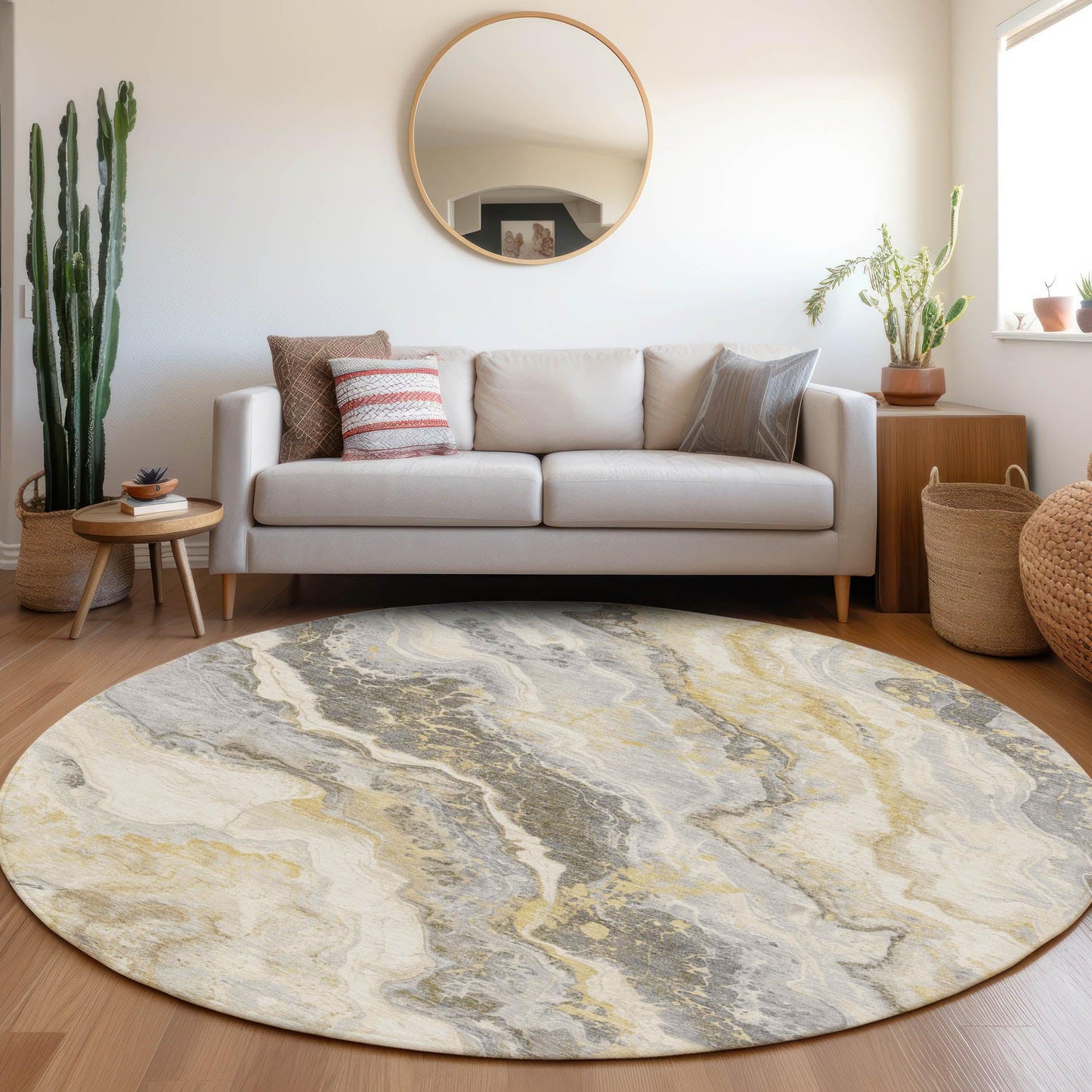 Faeriel Gold Washable Indoor-Outdoor Rug