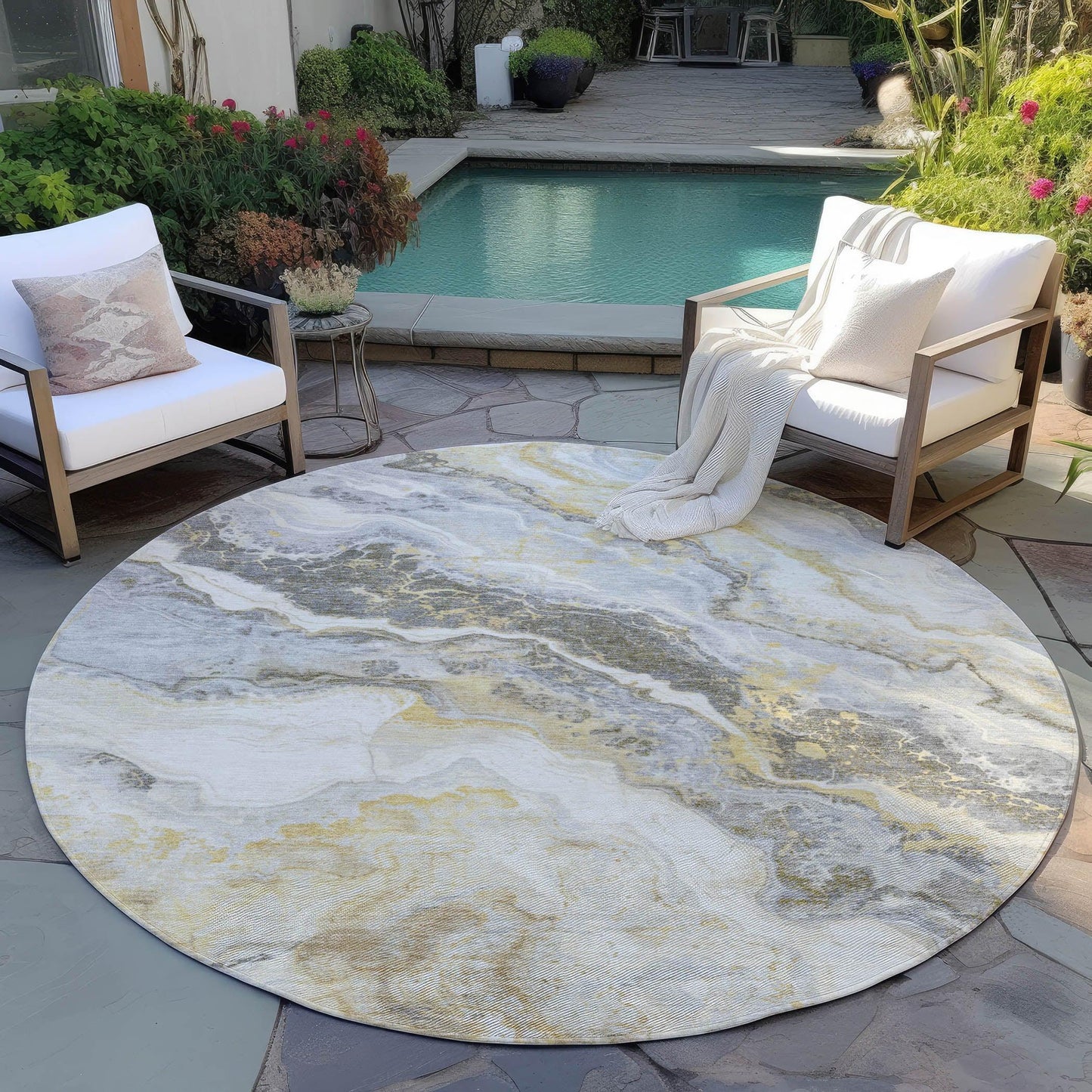 Faeriel Gold Washable Indoor-Outdoor Rug