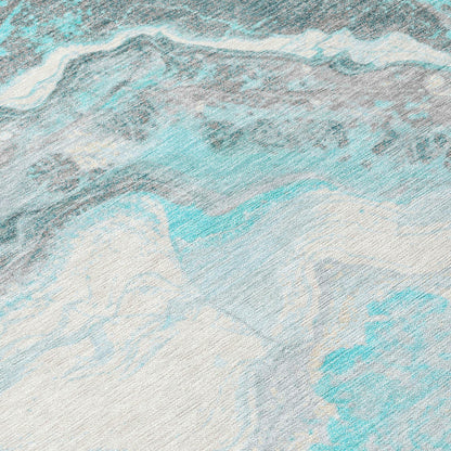 Faeriel Teal Washable Indoor-Outdoor Rug