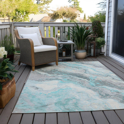 Faeriel Teal Washable Indoor-Outdoor Rug