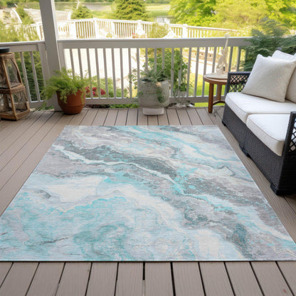 Faeriel Teal Washable Indoor-Outdoor Rug