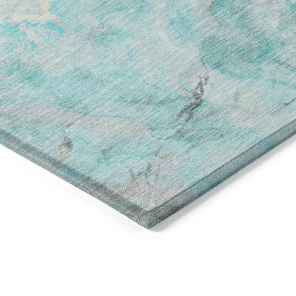 Faeriel Teal Washable Indoor-Outdoor Rug