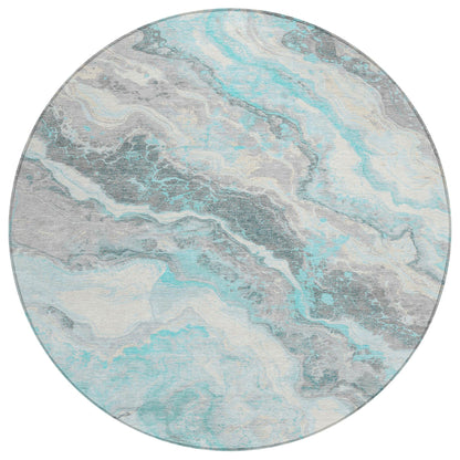 Faeriel Teal Washable Indoor-Outdoor Rug