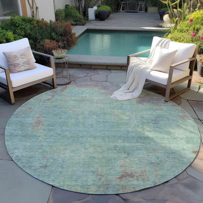 Faerion Blue Washable Indoor-Outdoor Rug