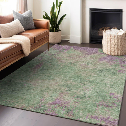 Faerion Green Washable Indoor-Outdoor Rug