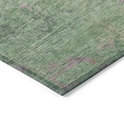Faerion Green Washable Indoor-Outdoor Rug