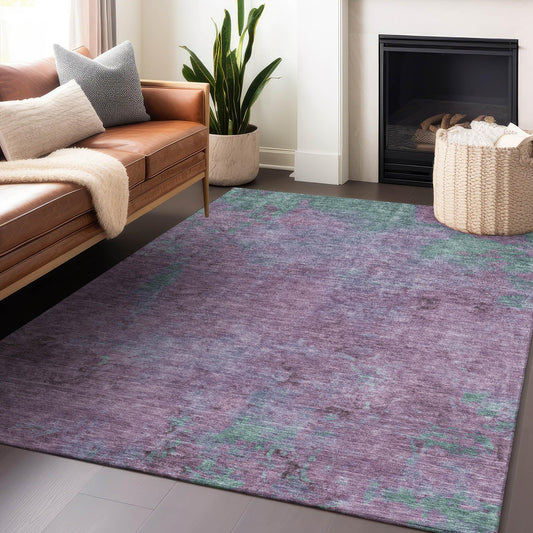 Faerion Purple Washable Indoor-Outdoor Rug