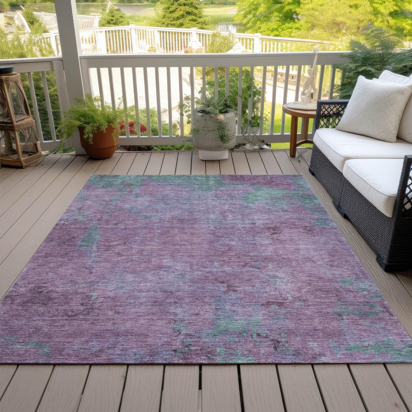 Faerion Purple Washable Indoor-Outdoor Rug