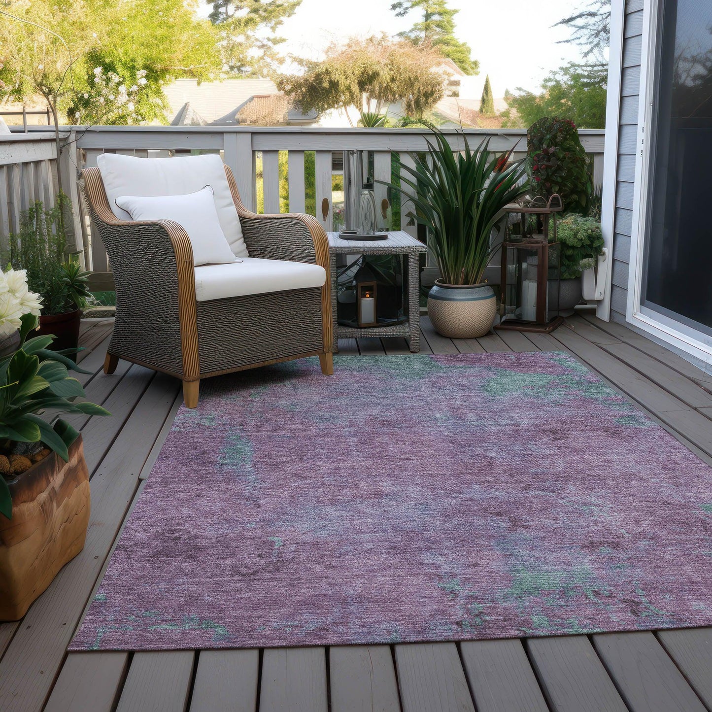 Faerion Purple Washable Indoor-Outdoor Rug