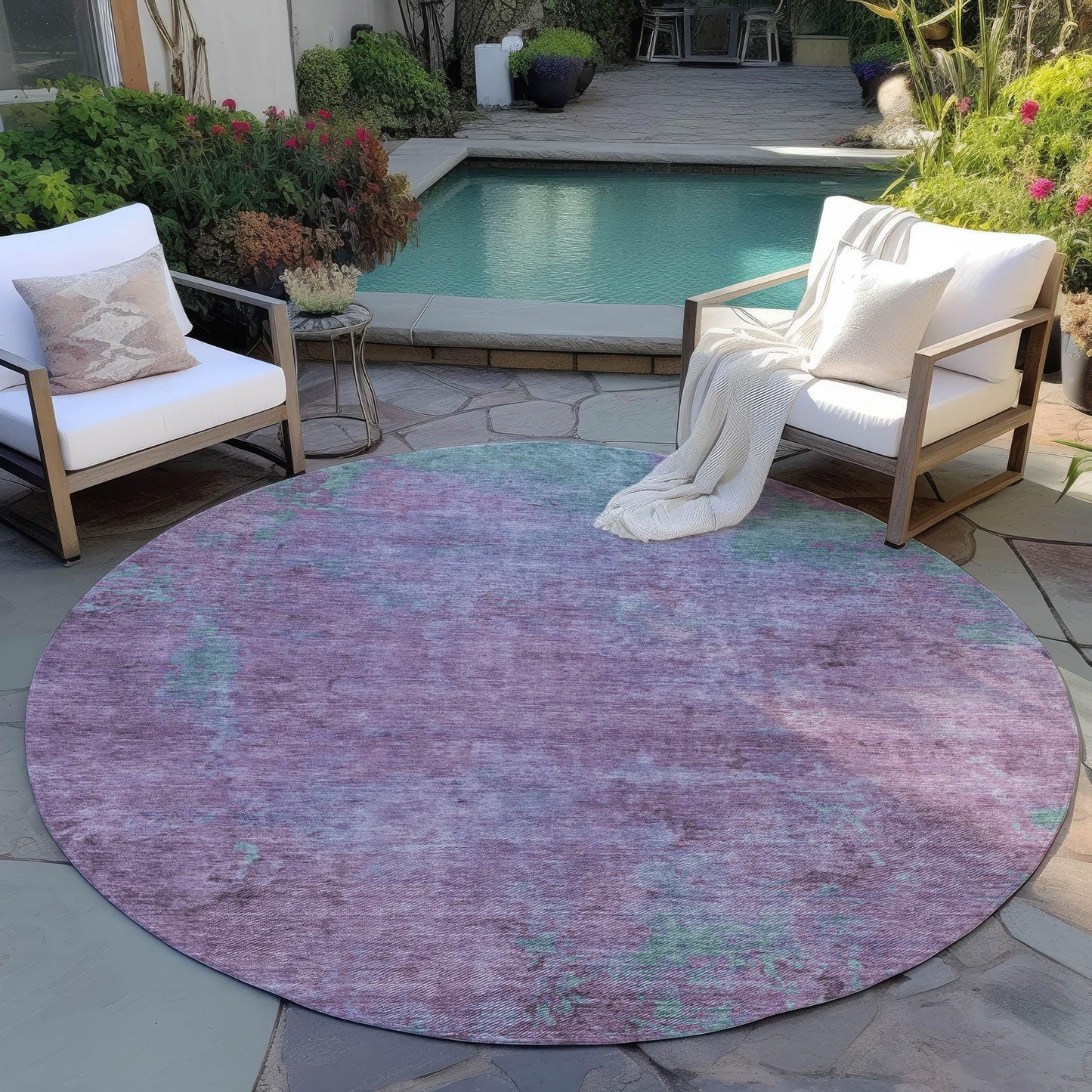 Faerion Purple Washable Indoor-Outdoor Rug