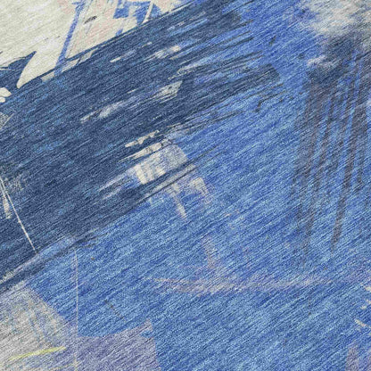 Faerira Blue Washable Indoor-Outdoor Rug