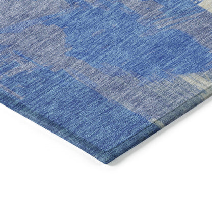Faerira Blue Washable Indoor-Outdoor Rug