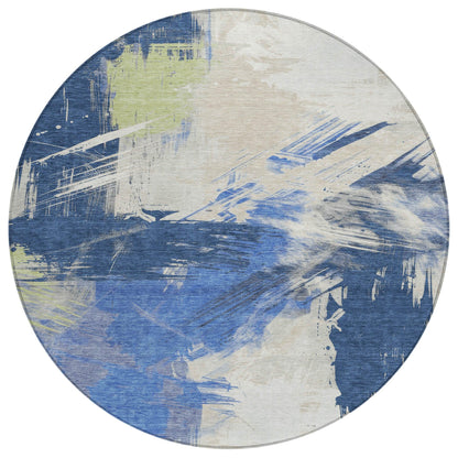 Faerira Blue Washable Indoor-Outdoor Rug