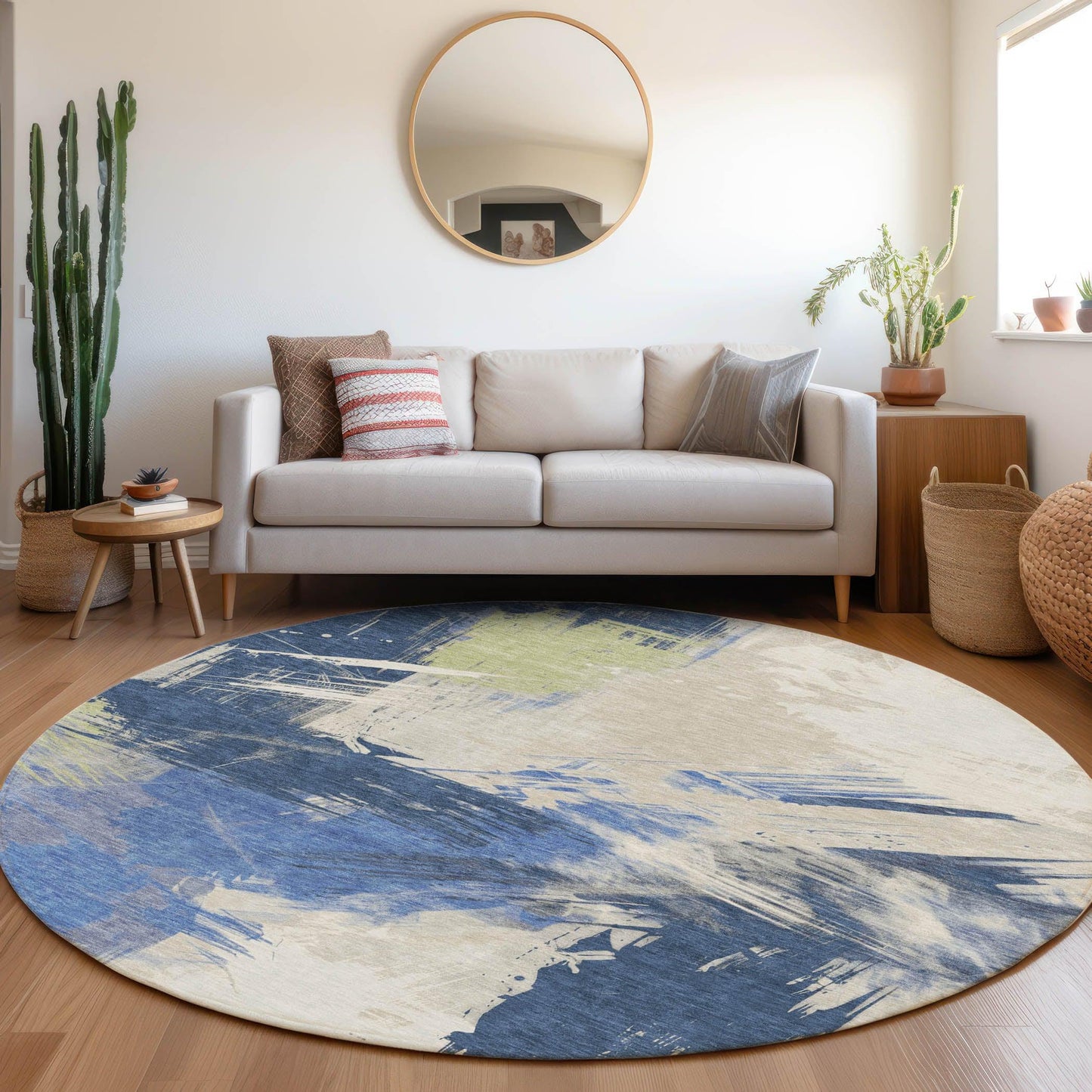 Faerira Blue Washable Indoor-Outdoor Rug