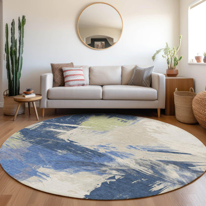 Faerira Blue Washable Indoor-Outdoor Rug