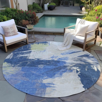 Faerira Blue Washable Indoor-Outdoor Rug