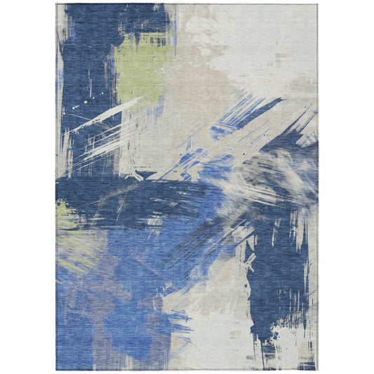 Faerira Blue Washable Indoor-Outdoor Rug