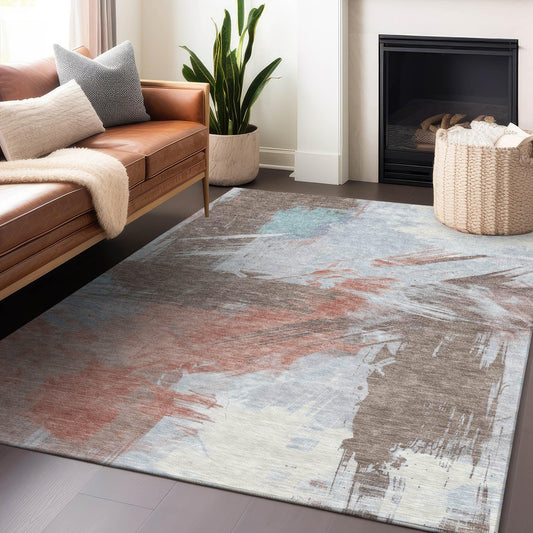 Faerira Brown Washable Indoor-Outdoor Rug