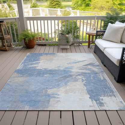 Faerira Denim Washable Indoor-Outdoor Rug