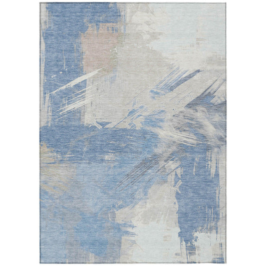 Faerira Denim Washable Indoor-Outdoor Rug
