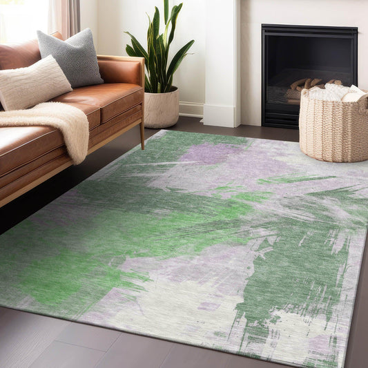 Faerira Green Washable Indoor-Outdoor Rug