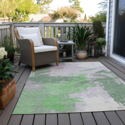 Faerira Green Washable Indoor-Outdoor Rug