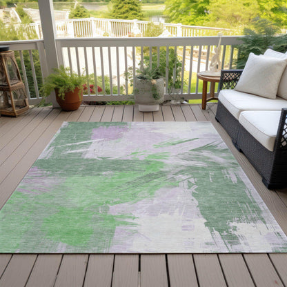 Faerira Green Washable Indoor-Outdoor Rug
