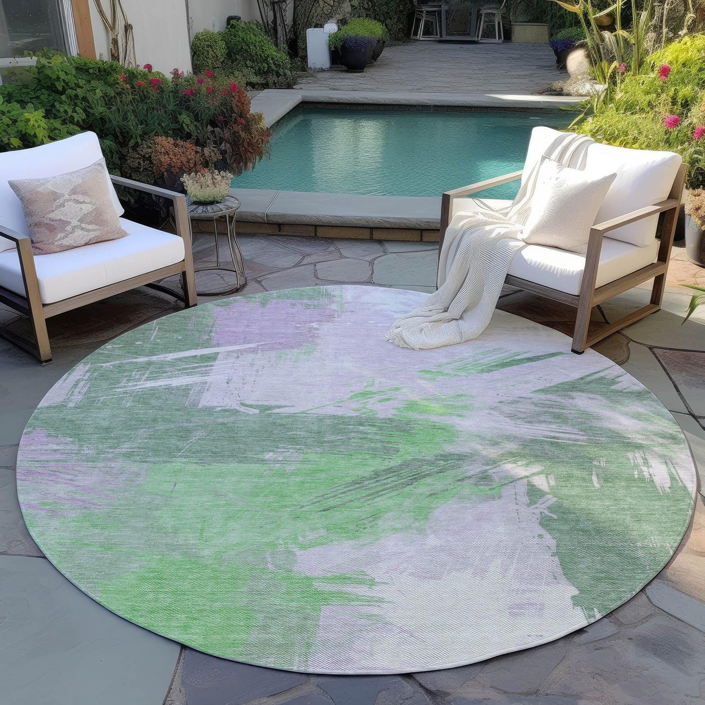 Faerira Green Washable Indoor-Outdoor Rug