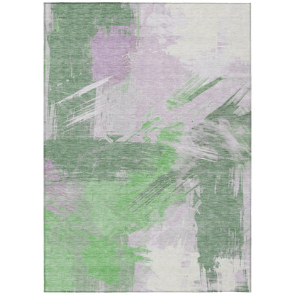 Faerira Green Washable Indoor-Outdoor Rug