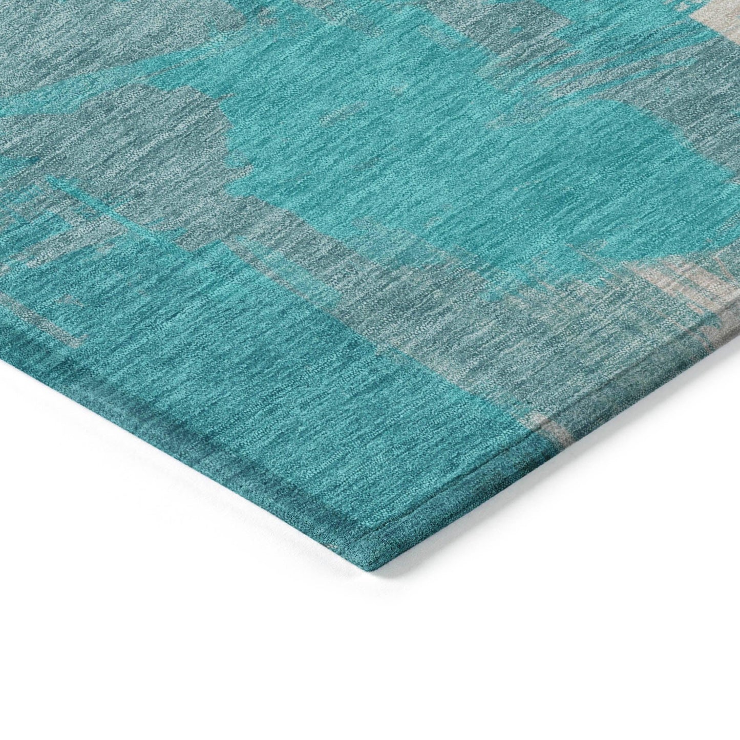 Faerira Teal Washable Indoor-Outdoor Rug