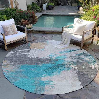 Faerira Teal Washable Indoor-Outdoor Rug