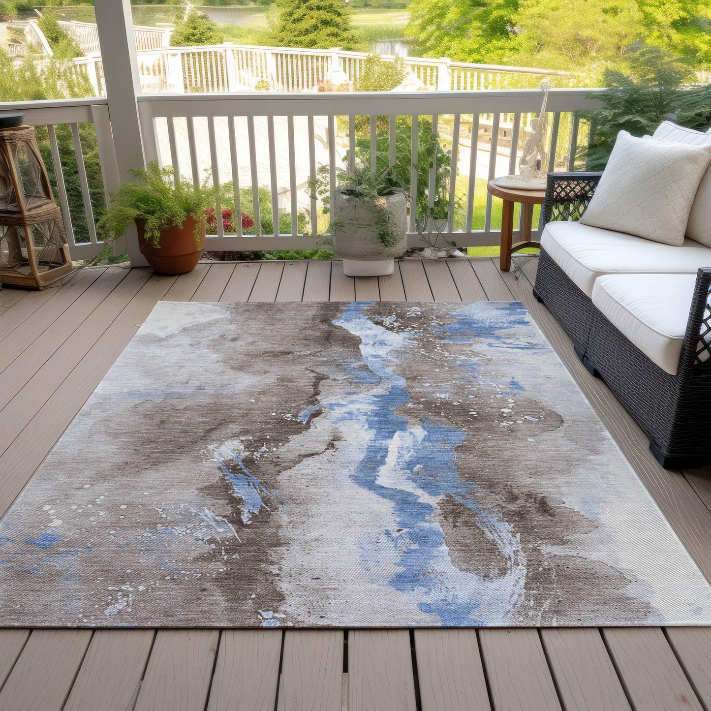 Faerius Brown Washable Indoor-Outdoor Rug