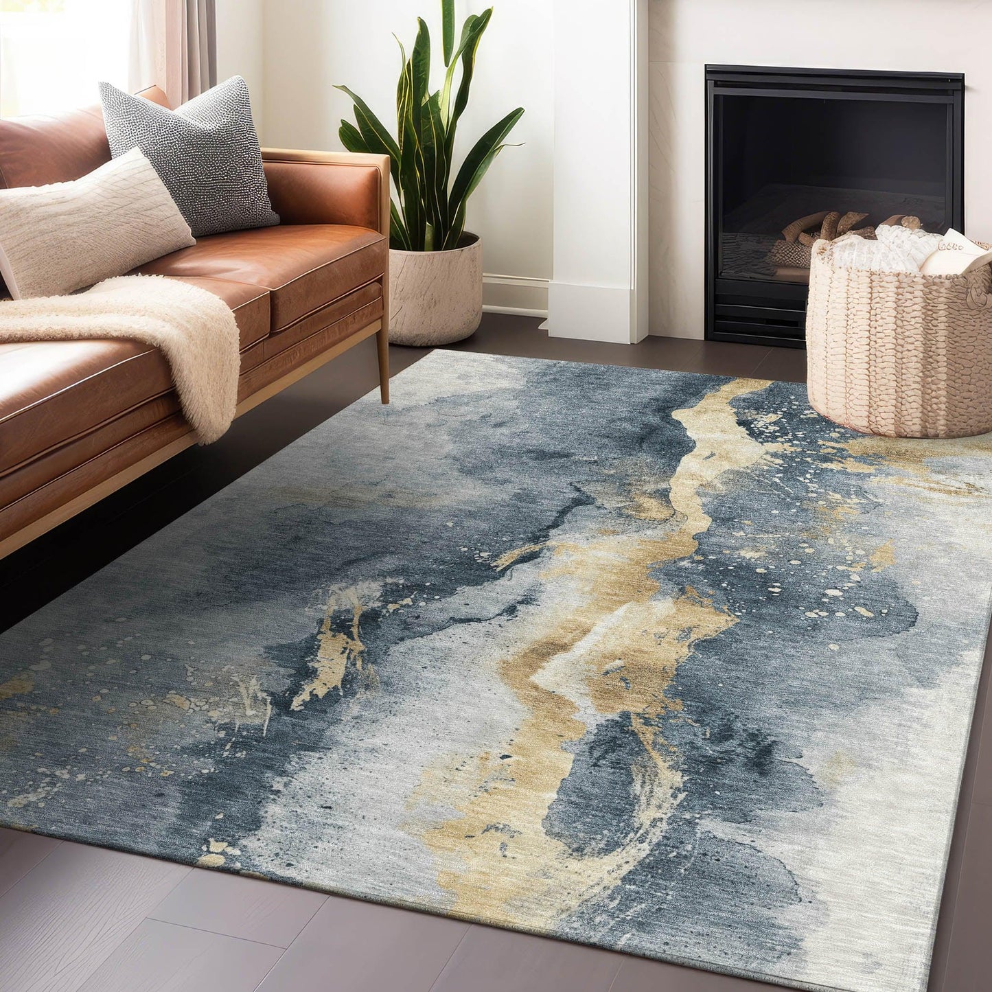 Faerius Graphite Washable Indoor-Outdoor Rug