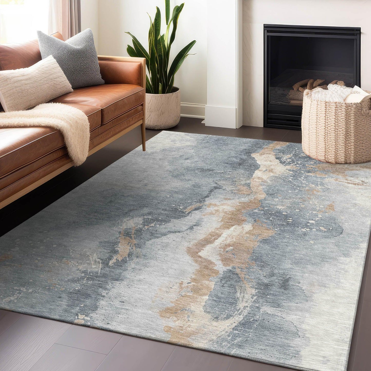 Faerius Gray Washable Indoor-Outdoor Rug