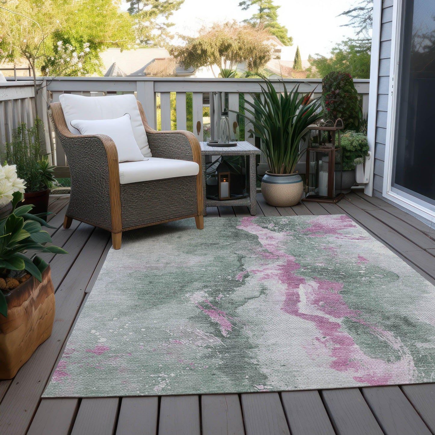 Faerius Green Washable Indoor-Outdoor Rug
