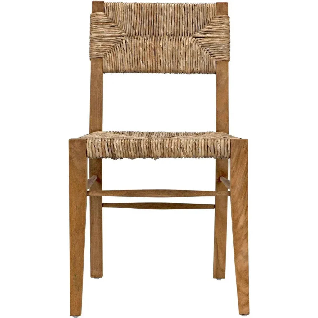 Faley Teak Wood Armless Chair With Woven - LOOMLAN - Noir - Accent Chairs