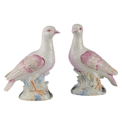 Famille Rose Ceramic Terns Sculpture (Pr)