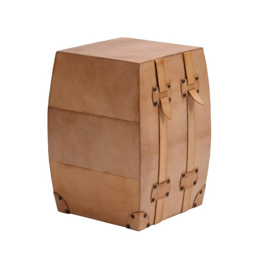 Fargus Handcrafted Brown Leather Stool - LOOMLAN - Peninsula Home - Poufs and Stools