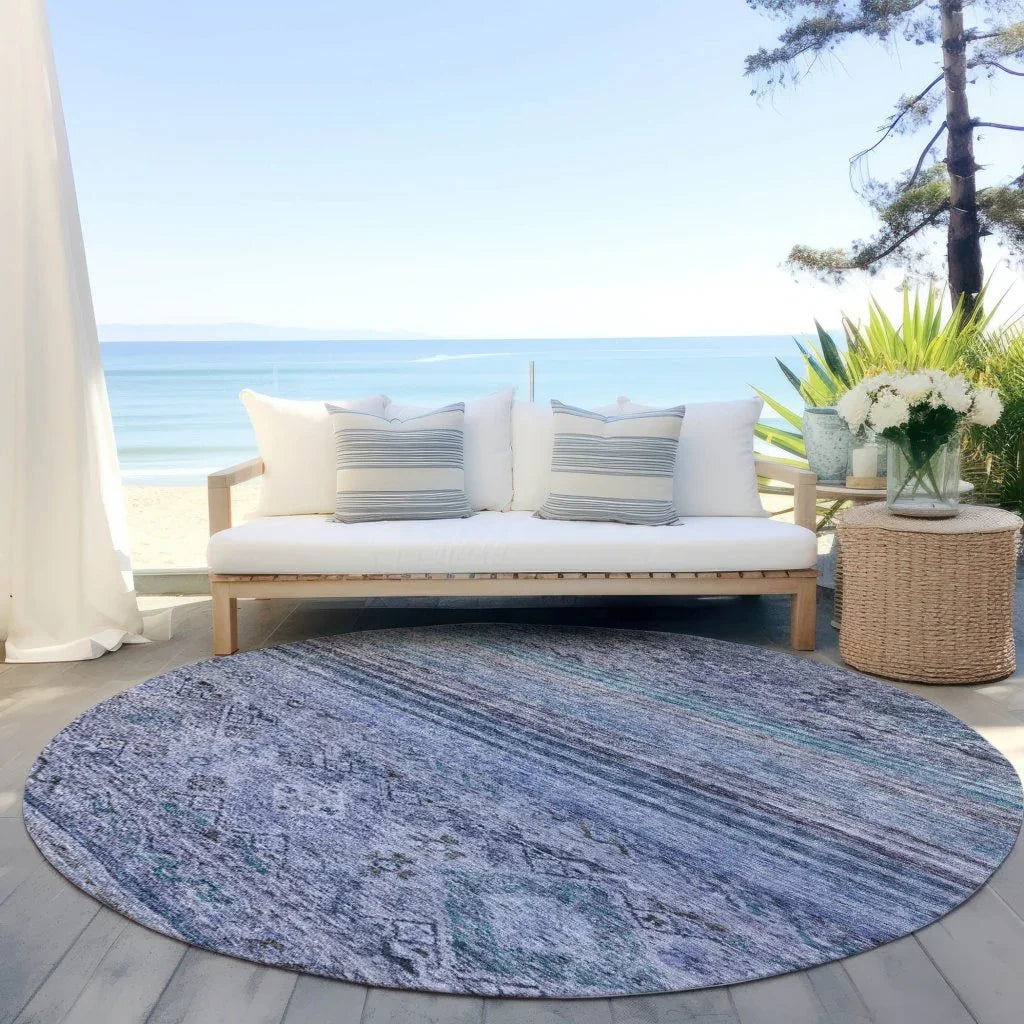 Fariza Blue Washable Indoor - Outdoor Rug - LOOMLAN - LOOMLAN Rugs - Outdoor Rugs