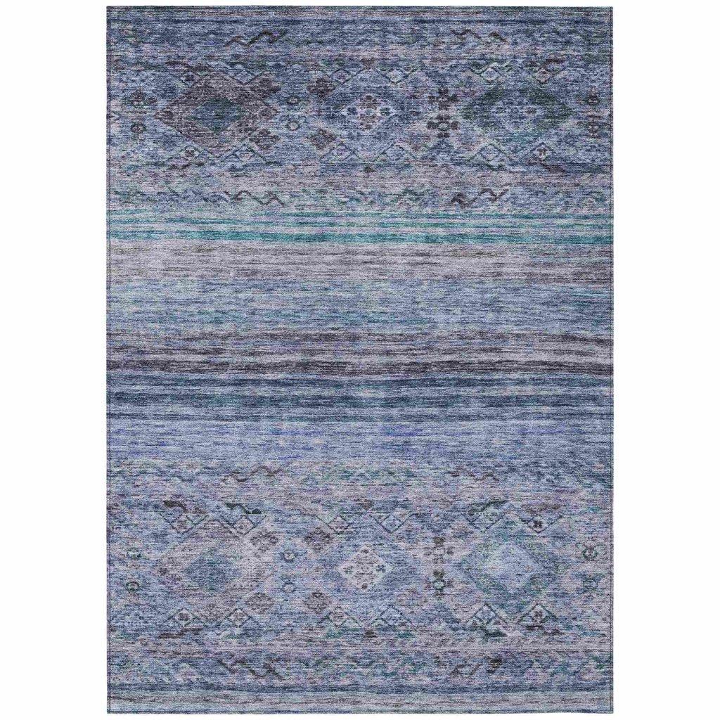 Fariza Blue Washable Indoor - Outdoor Rug - LOOMLAN - LOOMLAN Rugs - Outdoor Rugs