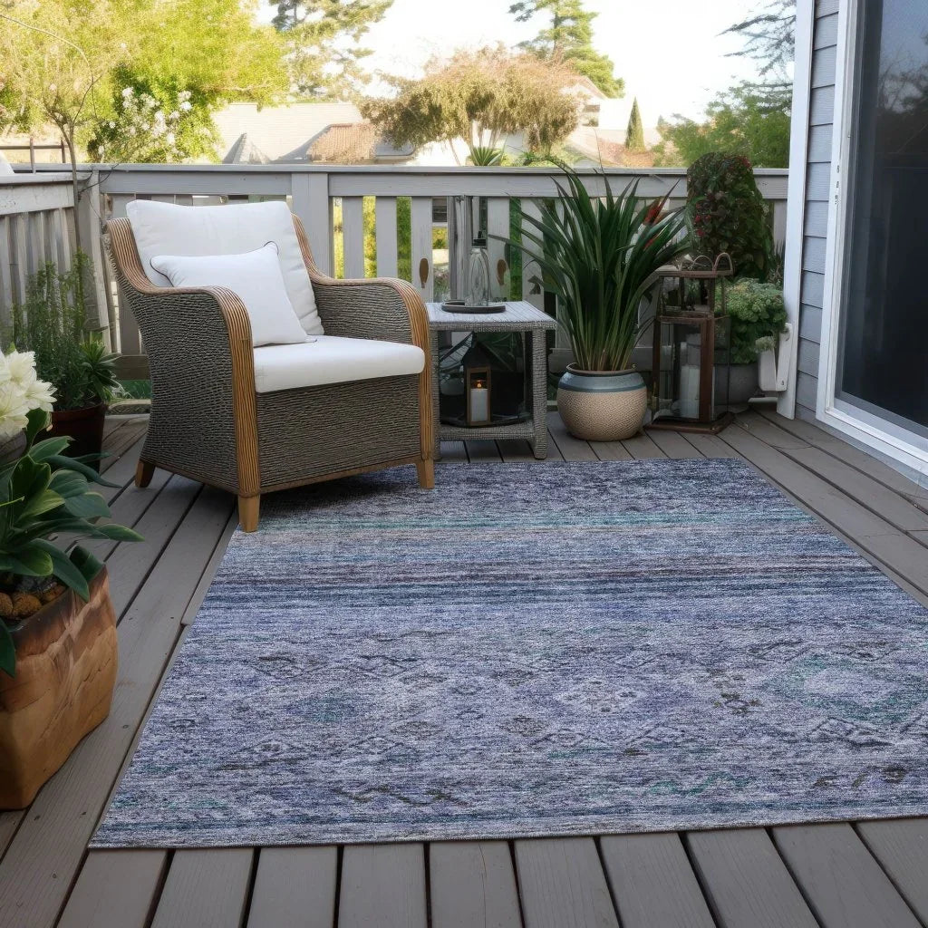 Fariza Blue Washable Indoor - Outdoor Rug - LOOMLAN - LOOMLAN Rugs - Outdoor Rugs