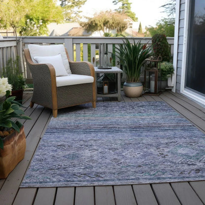 Fariza Blue Washable Indoor - Outdoor Rug - LOOMLAN - LOOMLAN Rugs - Outdoor Rugs