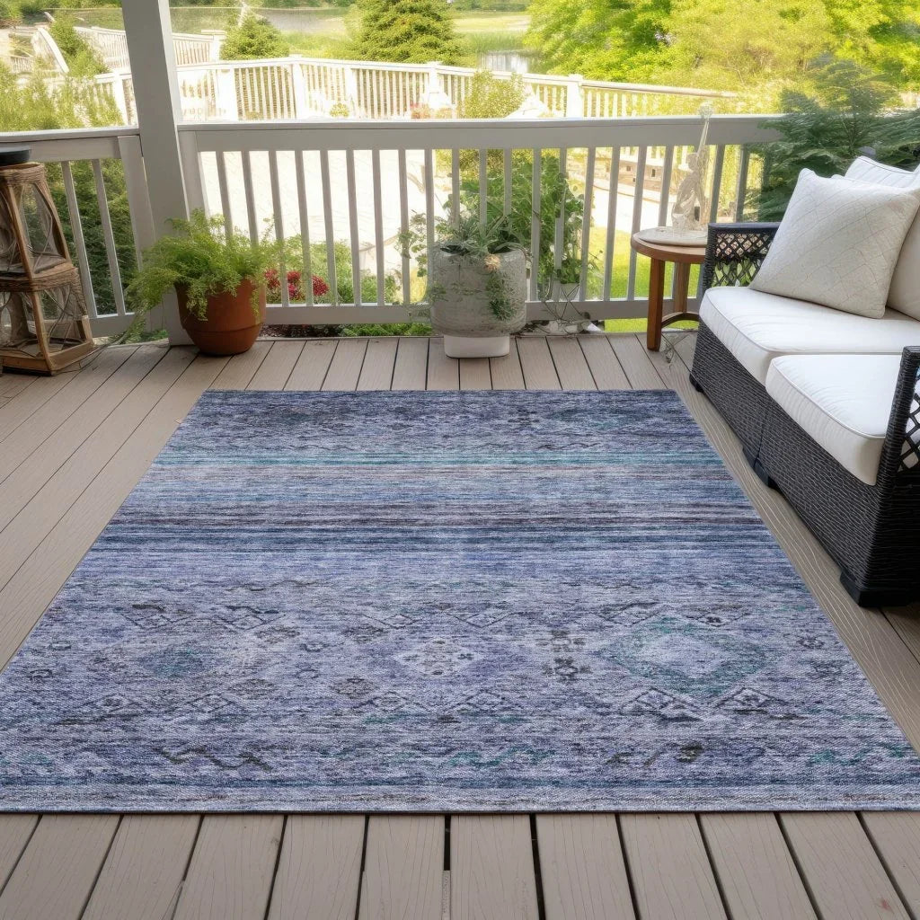 Fariza Blue Washable Indoor - Outdoor Rug - LOOMLAN - LOOMLAN Rugs - Outdoor Rugs