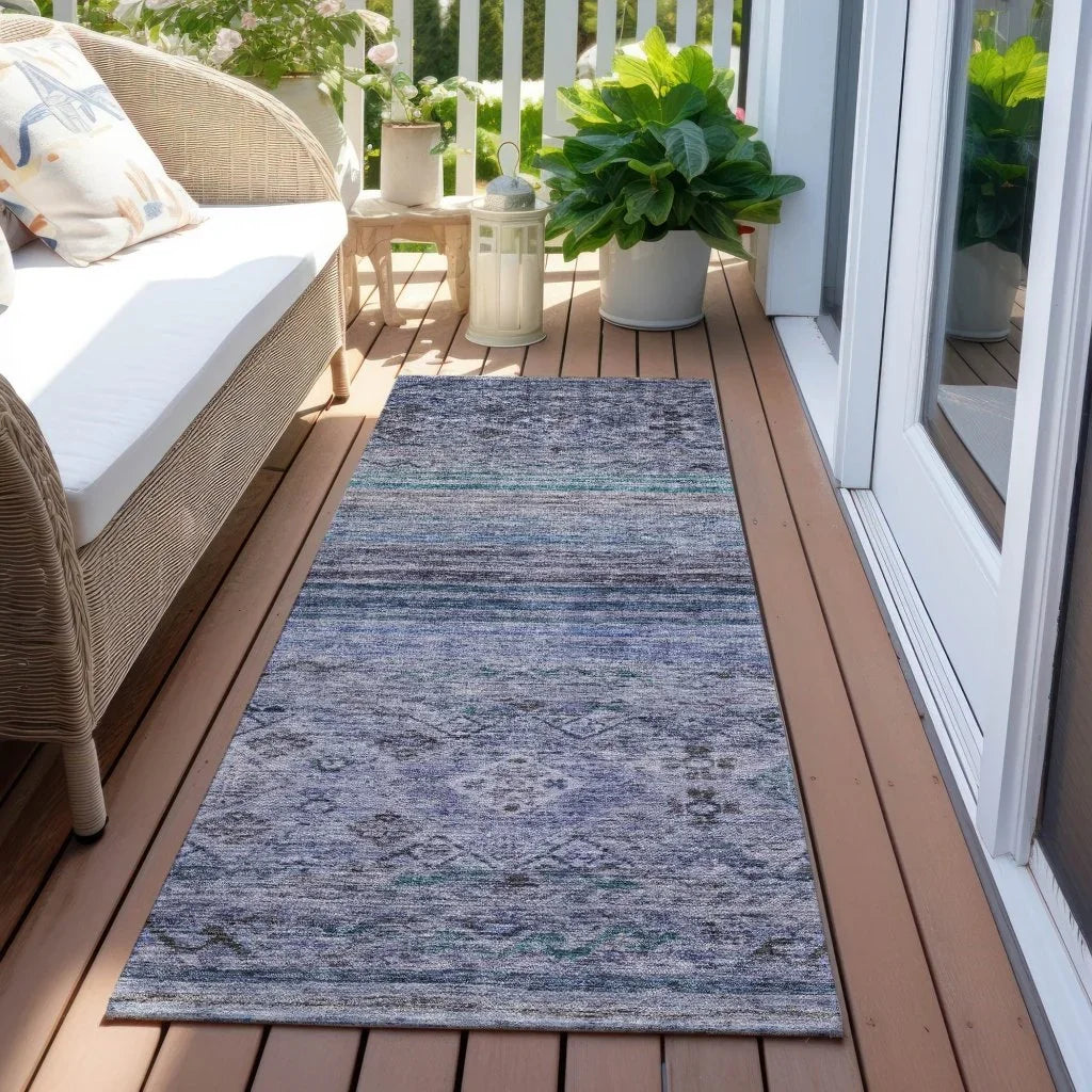 Fariza Blue Washable Indoor - Outdoor Rug - LOOMLAN - LOOMLAN Rugs - Outdoor Rugs