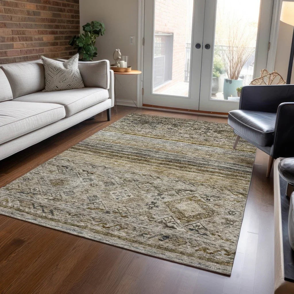 Fariza Brown Washable Indoor - Outdoor Rug - LOOMLAN - LOOMLAN Rugs - Outdoor Rugs
