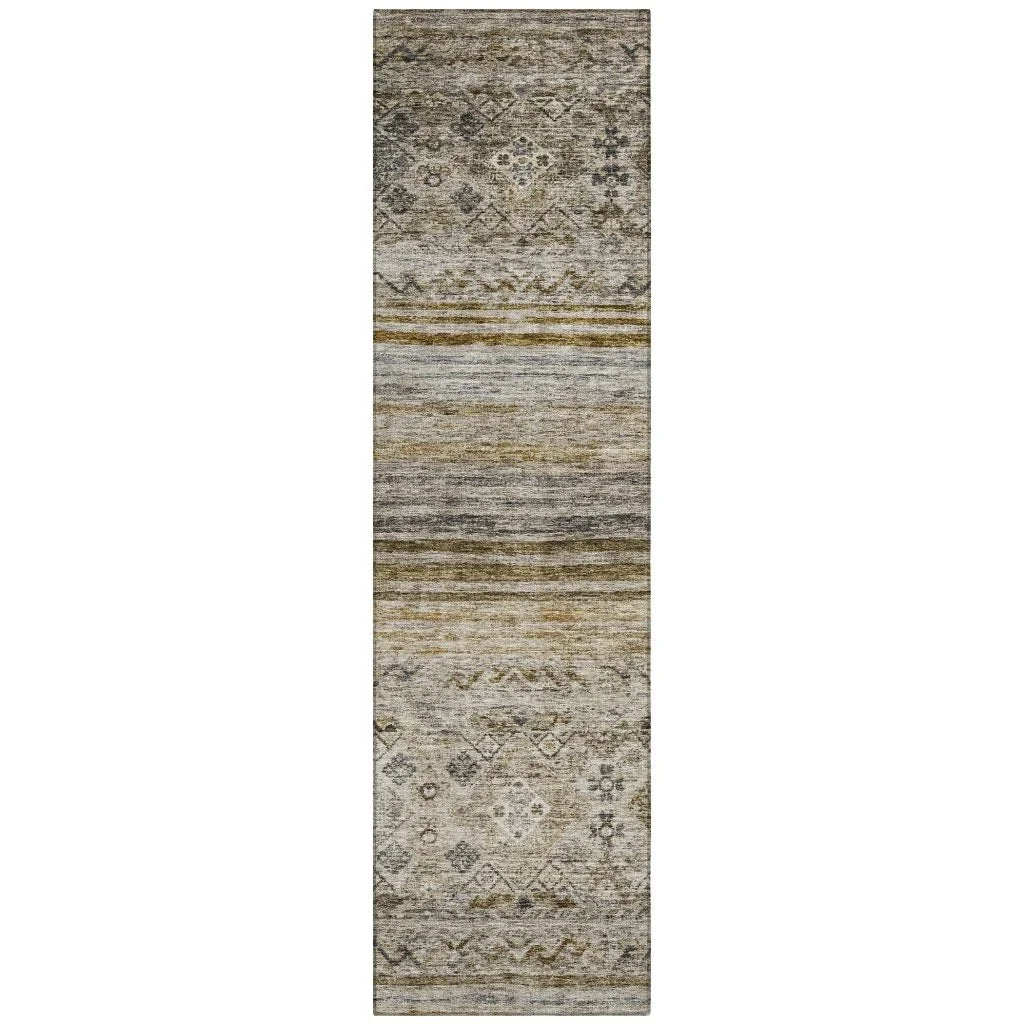 Fariza Brown Washable Indoor - Outdoor Rug - LOOMLAN - LOOMLAN Rugs - Outdoor Rugs