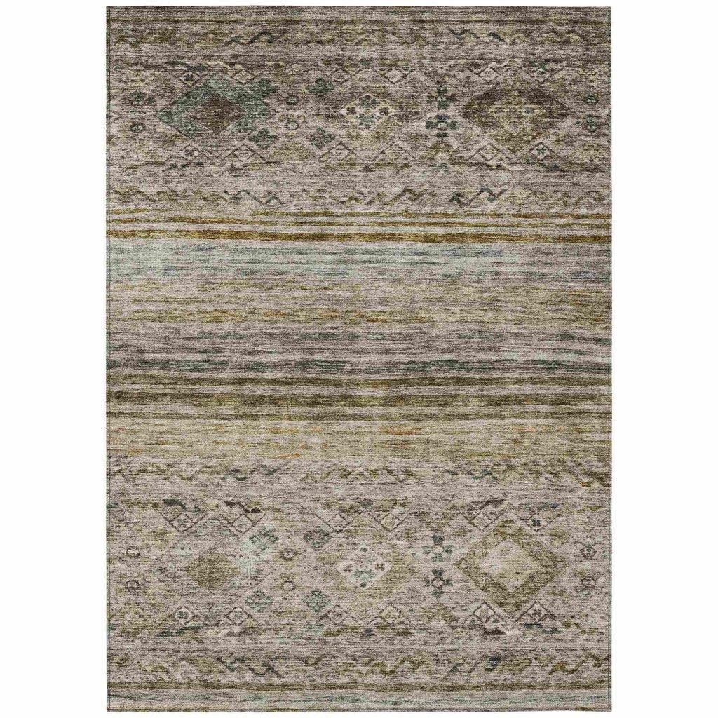Fariza Brown Washable Indoor - Outdoor Rug - LOOMLAN - LOOMLAN Rugs - Outdoor Rugs