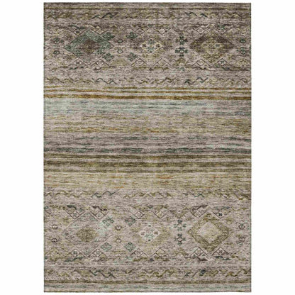 Fariza Brown Washable Indoor - Outdoor Rug - LOOMLAN - LOOMLAN Rugs - Outdoor Rugs